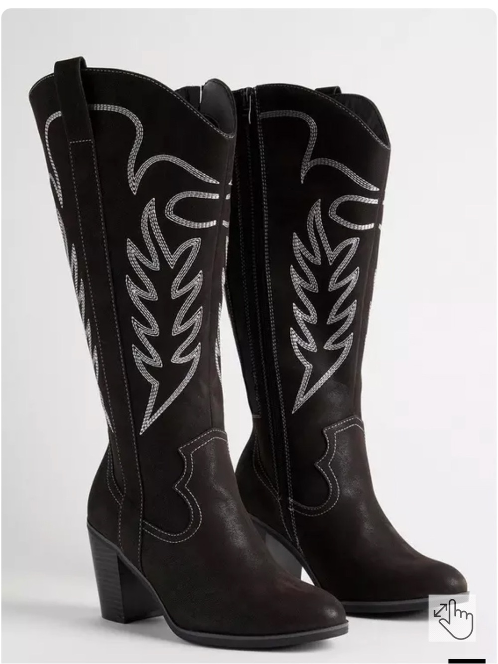 Torrid Tall Shaft Heeled Western Boots Black Extra Wide Calf WW Size 8.5 NWT
